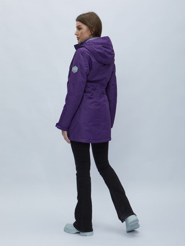 Women's dark purple hooded parka 551996TF